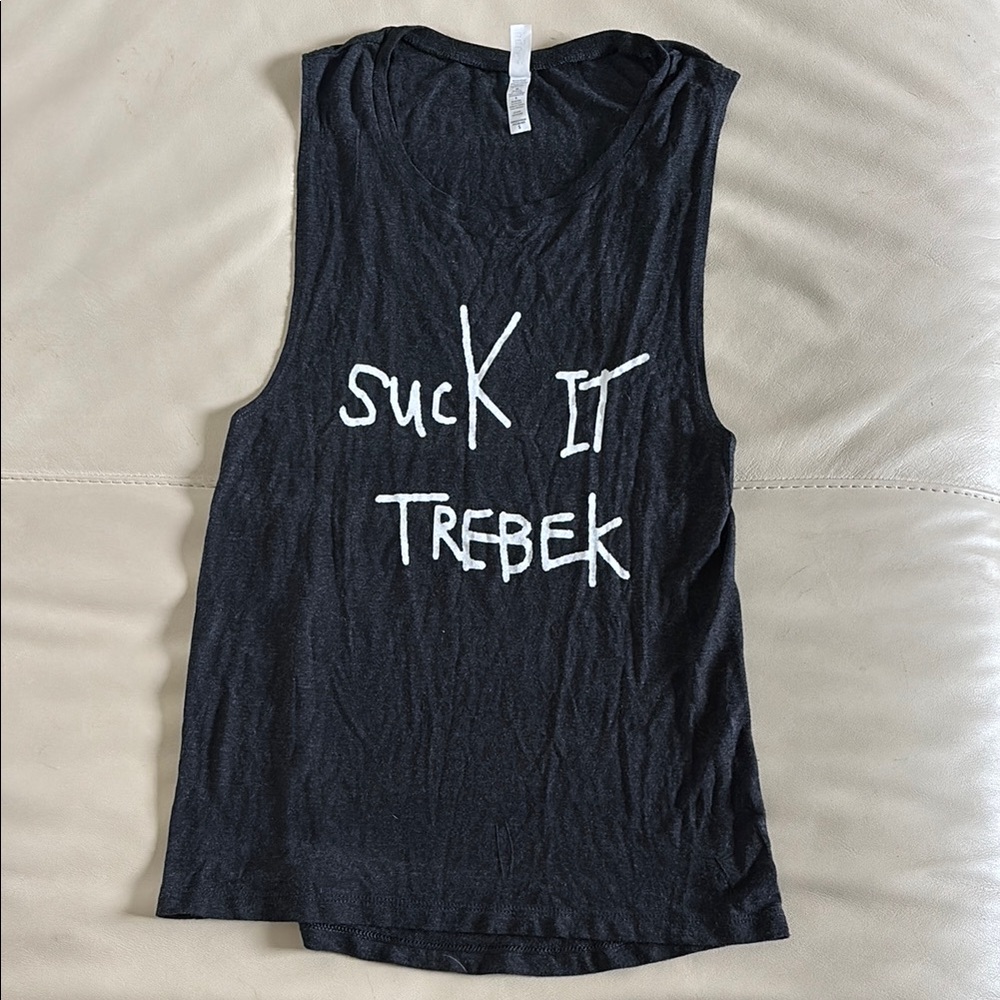 Suck it Trebek Gray Muscle Tee tank